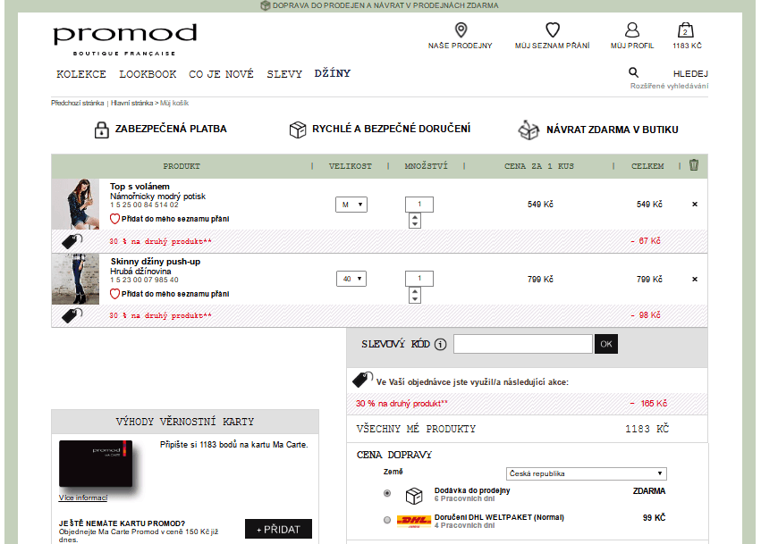 Promod - sleva 30% na nákup 2 kusů