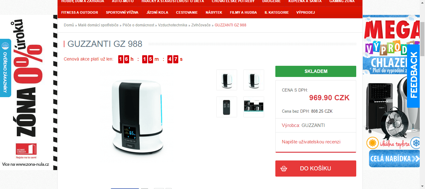 Zvlhčovač vzduchu Guzzanti - jen dnes