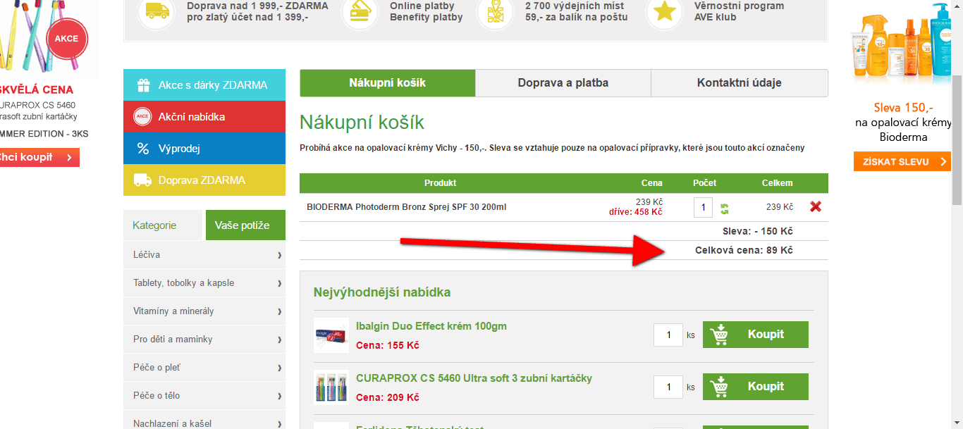 Sleva 150 Kč na Bioderma opalovací přípravky