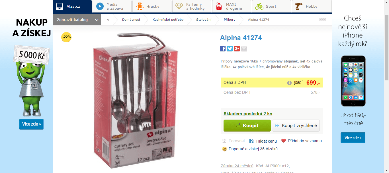 Nerez 16 příborů Alpina