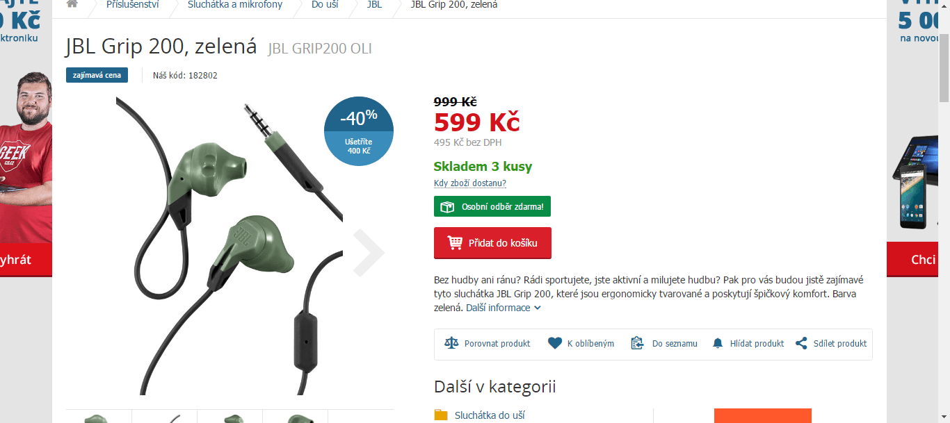 Sluchátka JBL Grip 200