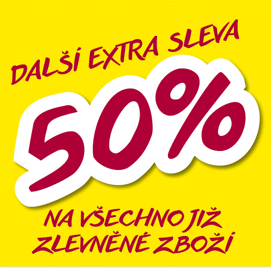 Extra sleva 50% na zlevněné zboží