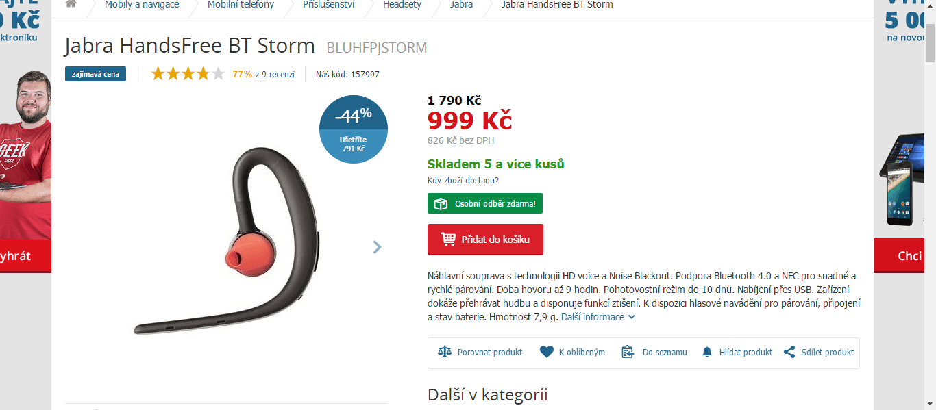 Špičkové handsfree Jabra Storm