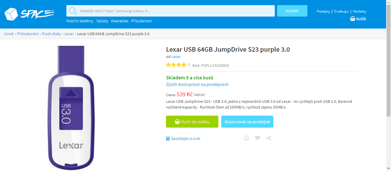 USB flash disk Lexar, 64 GB, 3.0