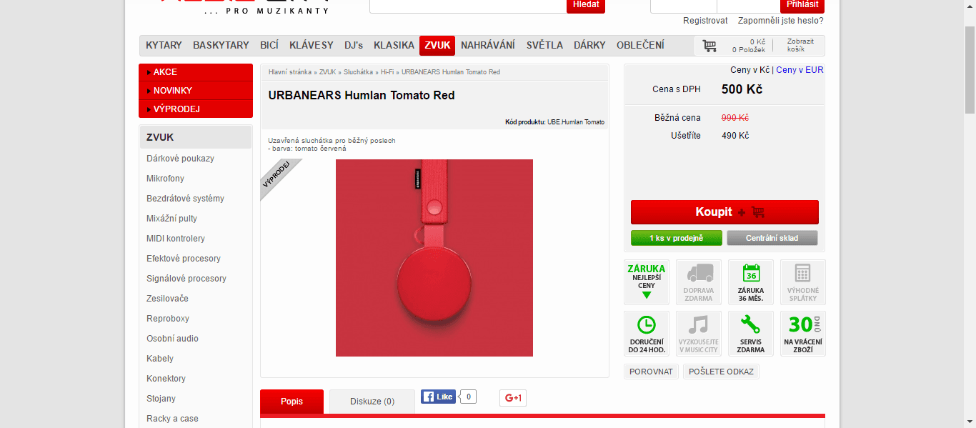 Sluchátka Urbanears Humlan - Tomato Red