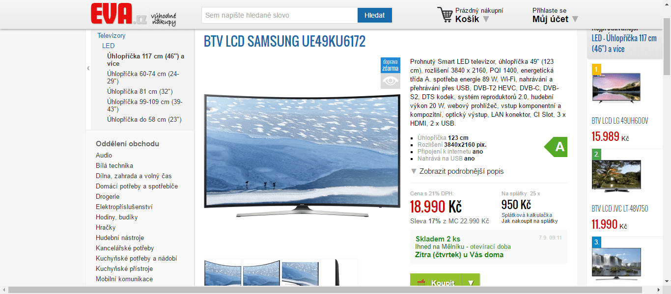 Ultra HD TV, Smart, Curved, 123 cm, Samsung