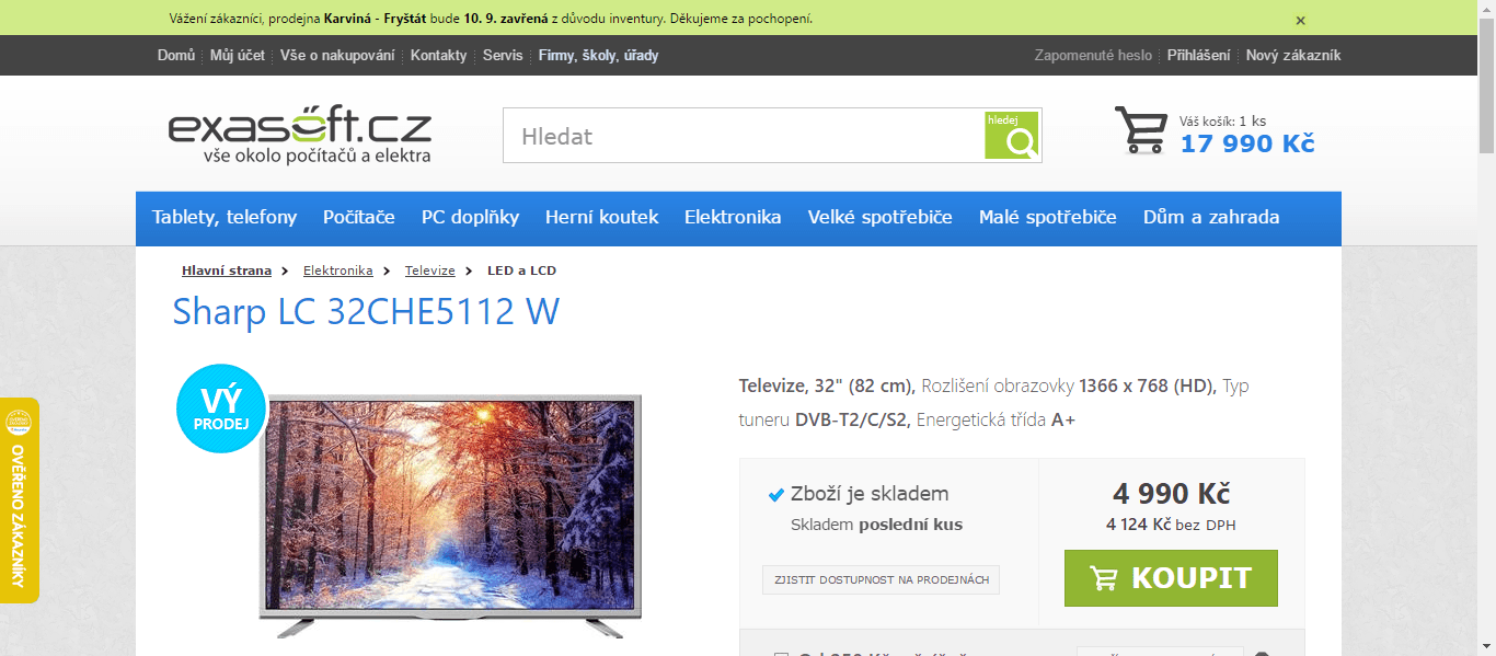Full HD TV, LED, 81 cm, Sharp