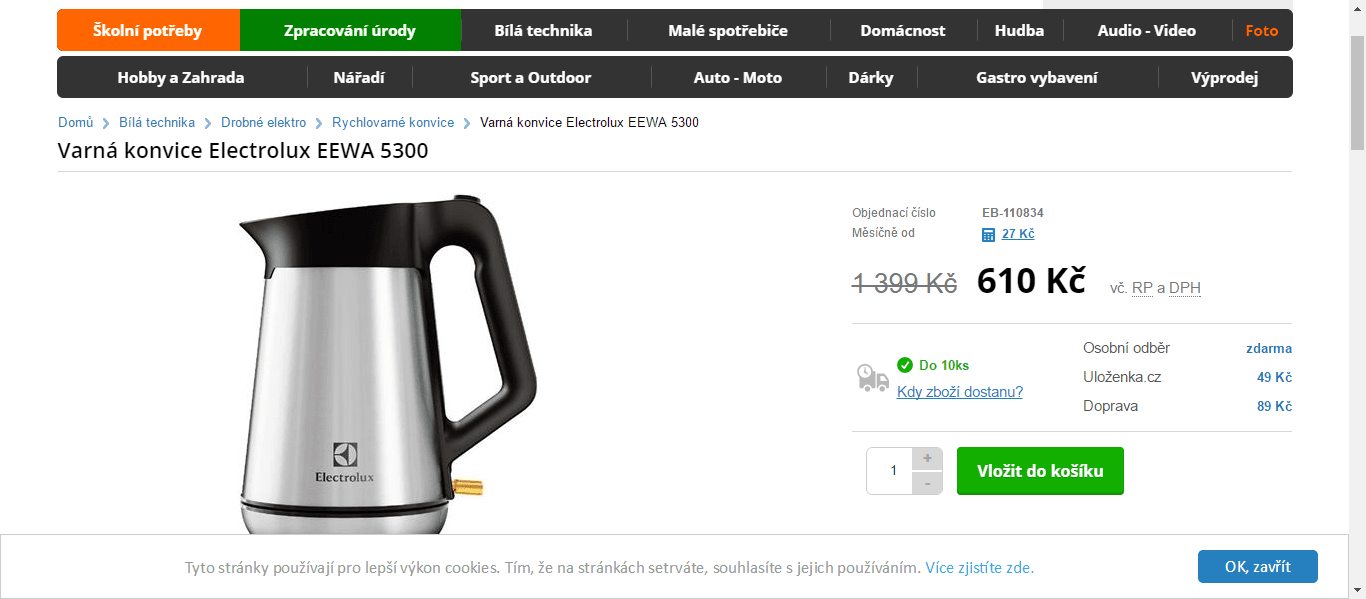 Rychlovarná konvice Electrolux