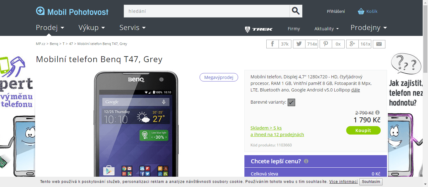 BenQ T47, 4x 1,2GHz, 1GB RAM, 4,7", LTE