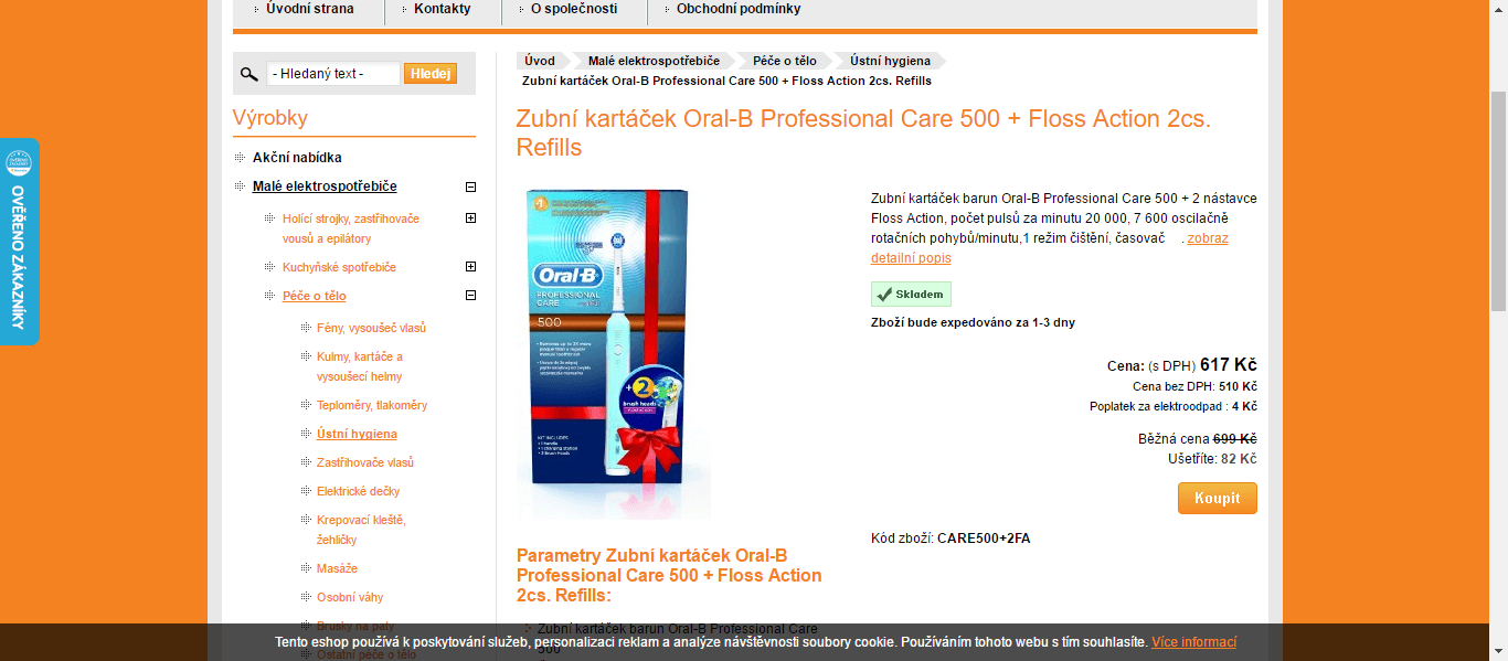 El. kartáček Oral-B Pro Care 500 + 2 floss