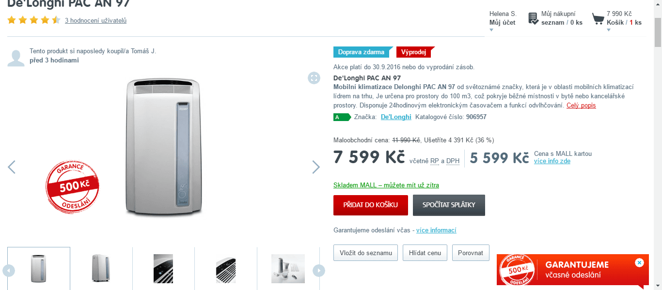 Mobilní klimatizace De´Longhi PAC AN 97 