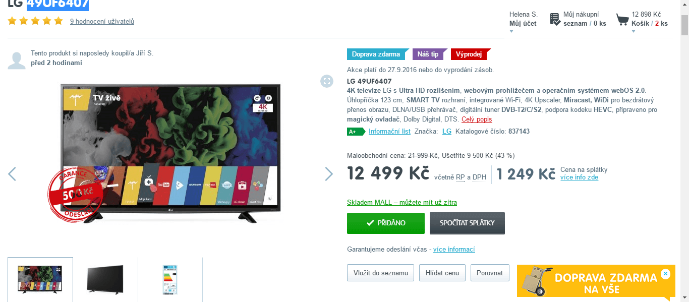 Ultra HD TV, Smart, 123 cm, LG