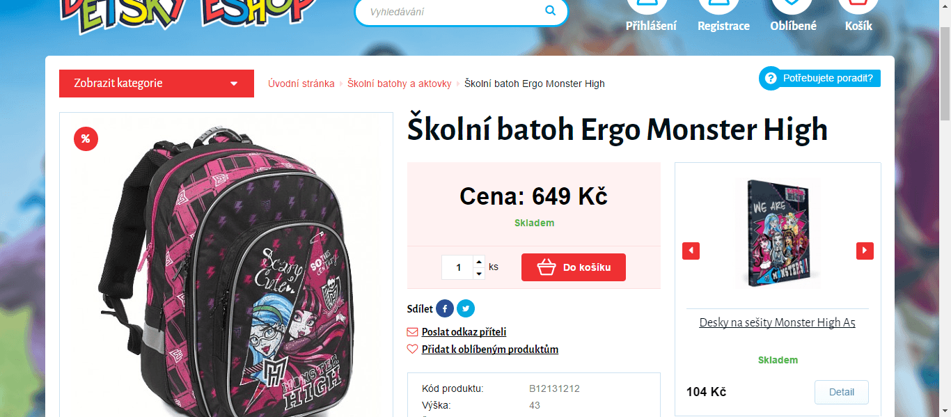 Školní batoh Monster High