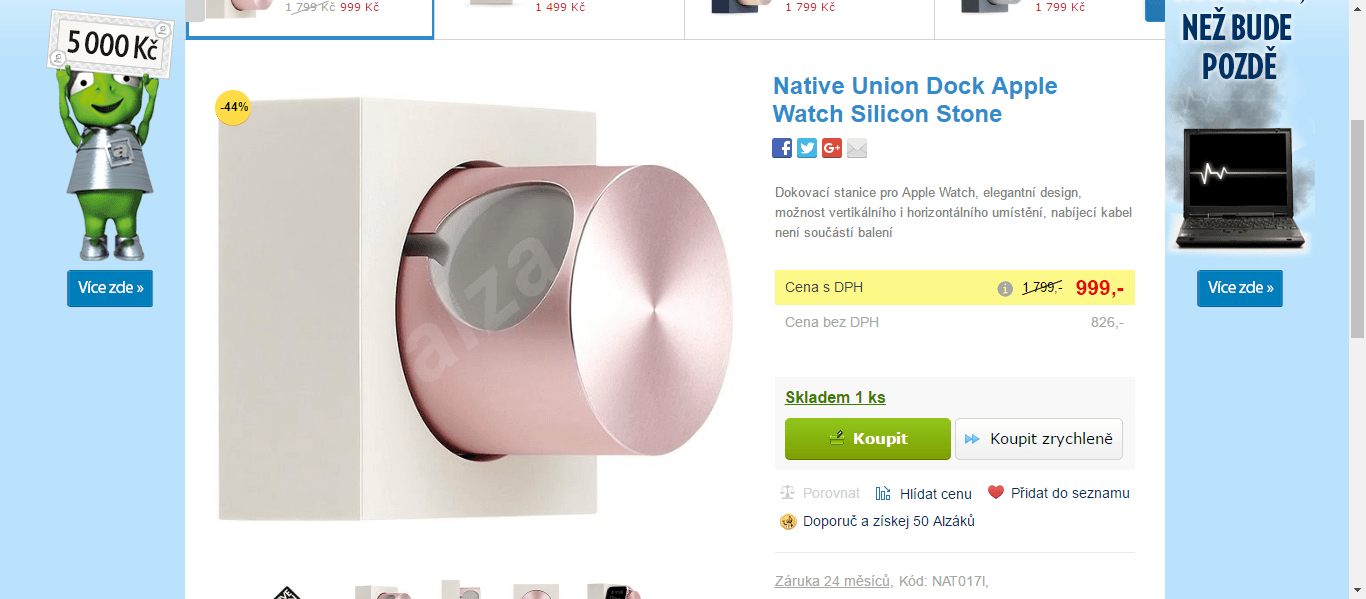 Dokovací stojánek pro Apple Watch