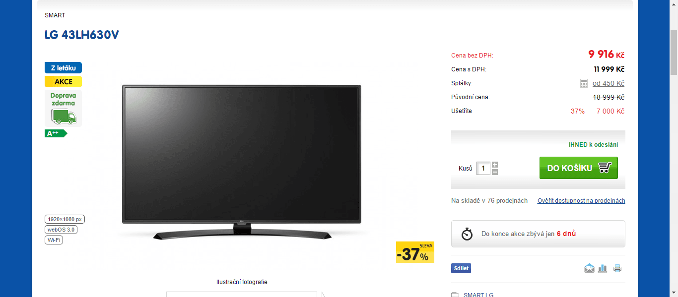 Full HD TV, Smart, 108 cm, LG