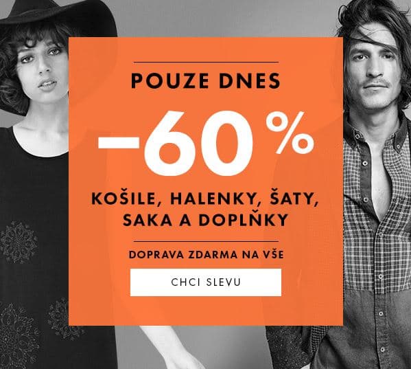 Sleva 60% na košile, halenky, šaty, saka a doplňky
