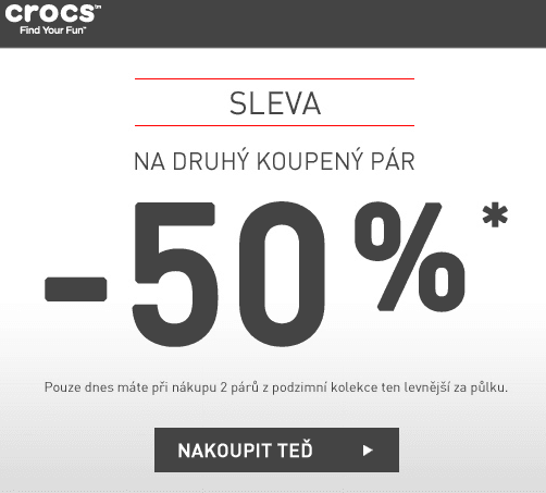 Sleva 50% na druhé Crocsy