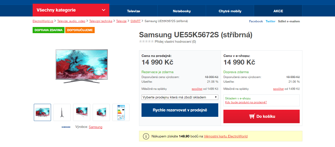 Full HD LED TV, Smart, 138 cm, Samsung