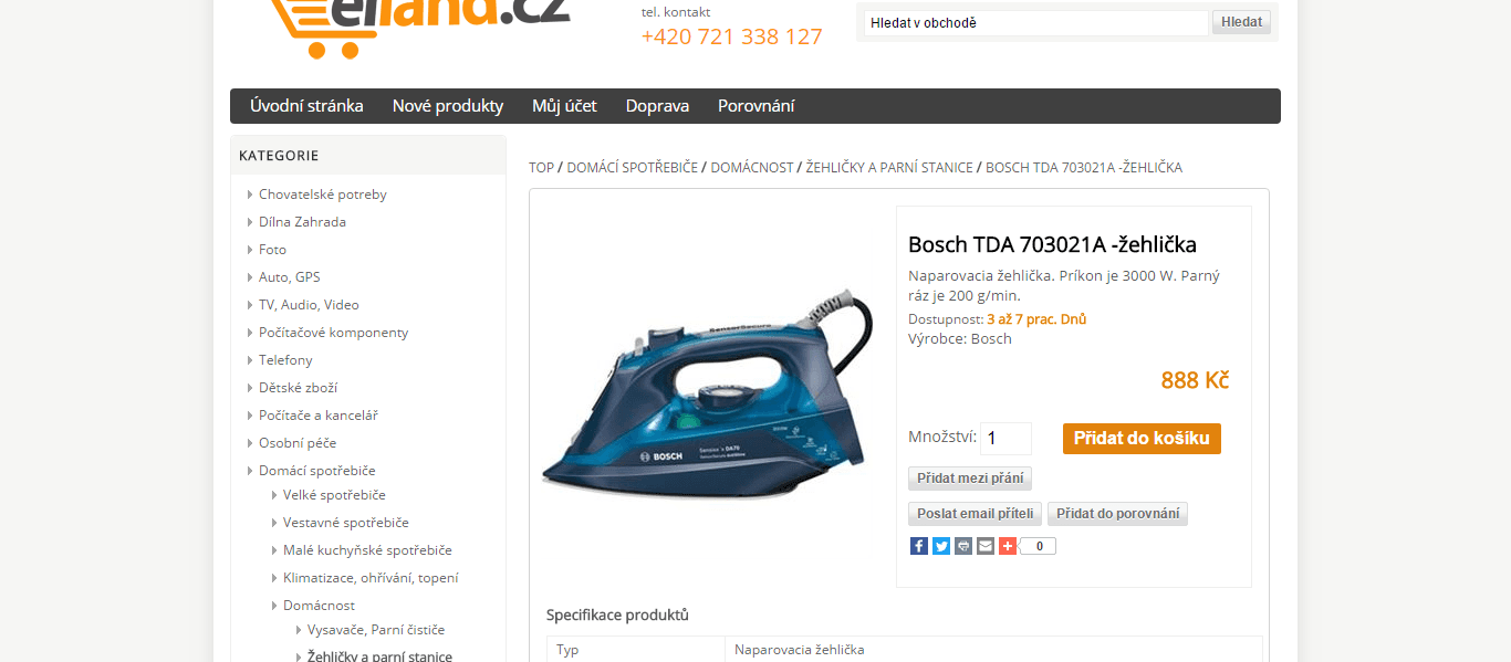 Napařovací žehlička Bosch TDA 703021
