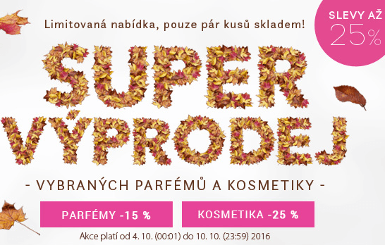 Sleva 25% na kosmetiku, 15% na parfémy