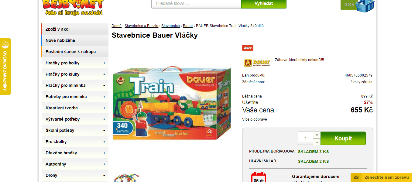 Stavebnice Bauer Vláčky 340 dílů