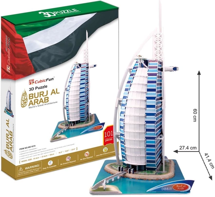 3D puzzle Burdž al-Arab Dubaj, 101 dílů
