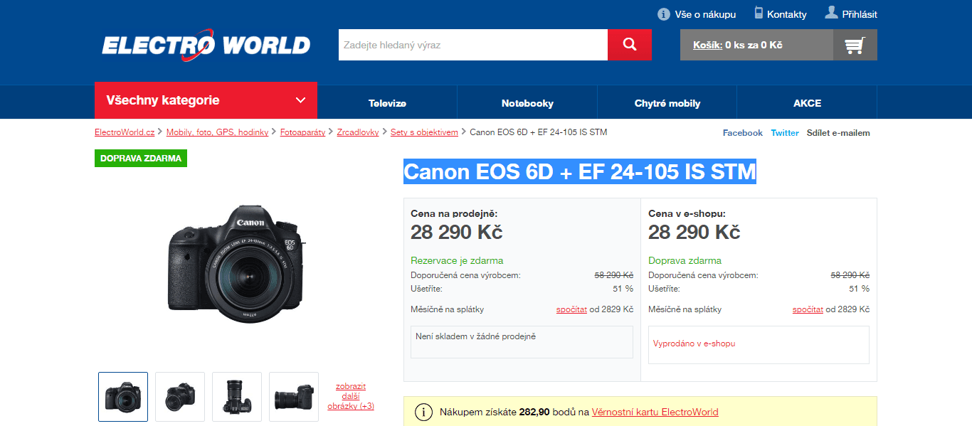 Canon EOS 6D + objektiv, 20,6 MPx