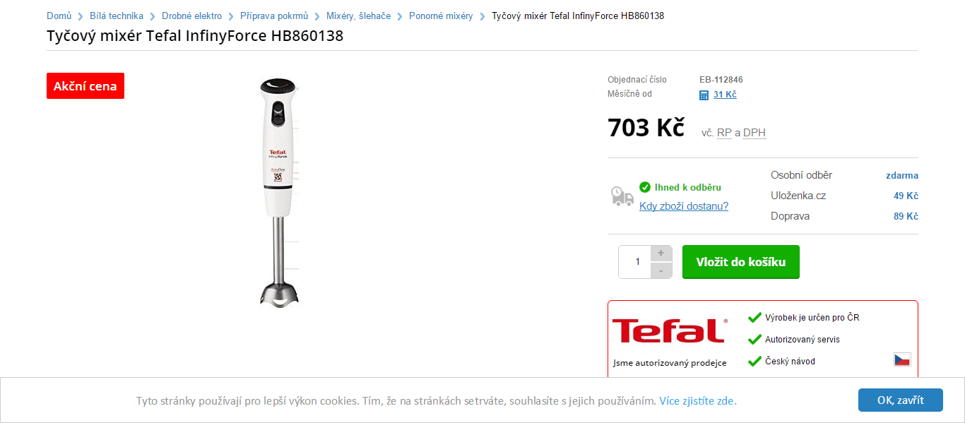 Tyčový mixér Tefal InfinyForce - 20 rychlostí