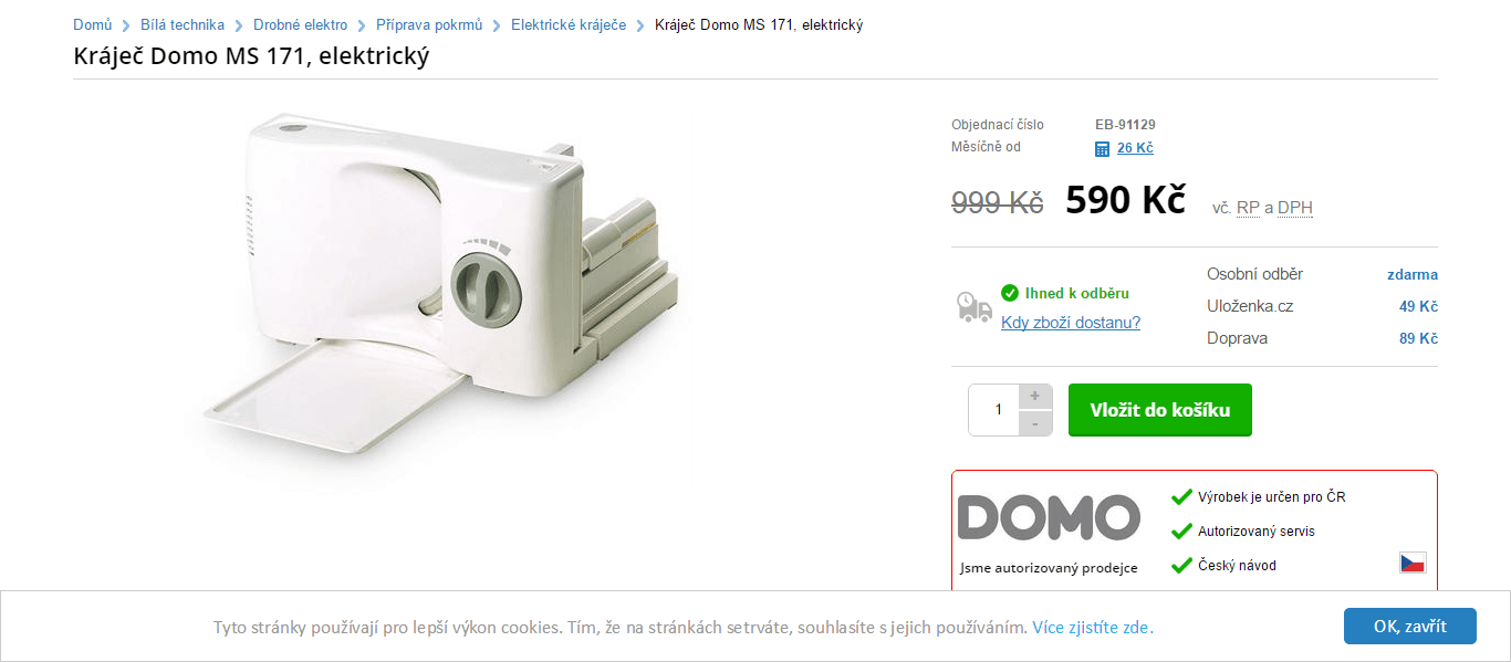 Kuchyňský elektrický kráječ DOMO