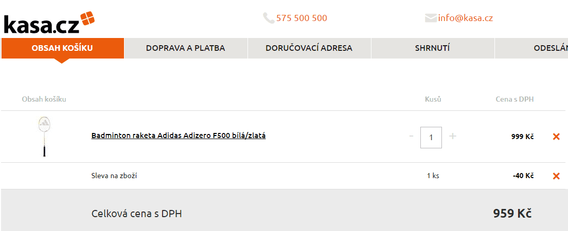 Badmintonová raketa Adidas Adizero F500