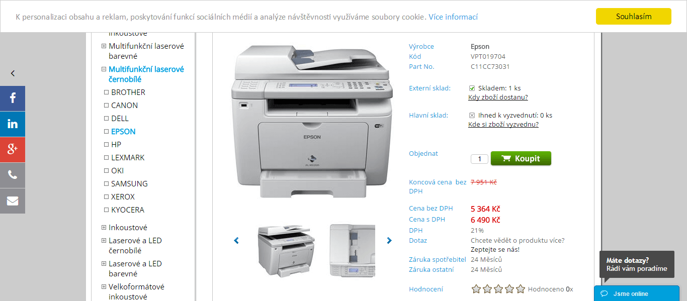 Laserová černobílá 4v1 Epson WorkForce
