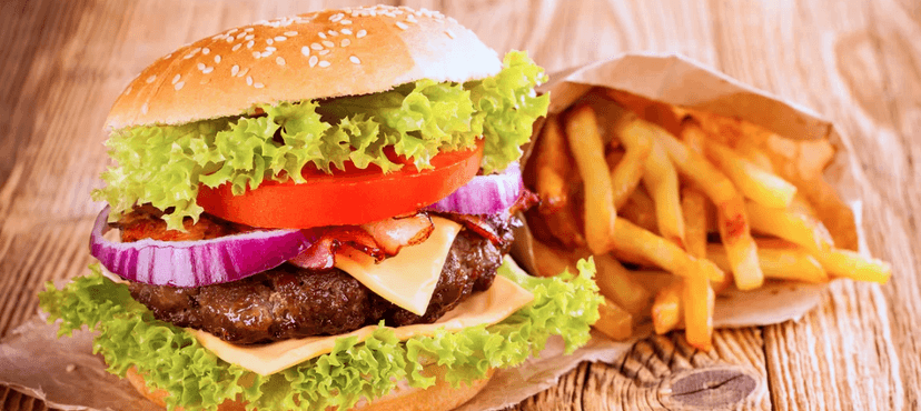 Burger + hranolky