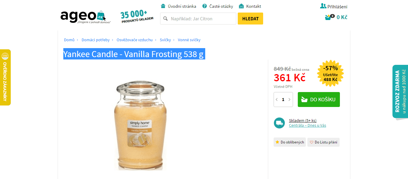 Výprodej svíček Yankee Candle 536 gramů