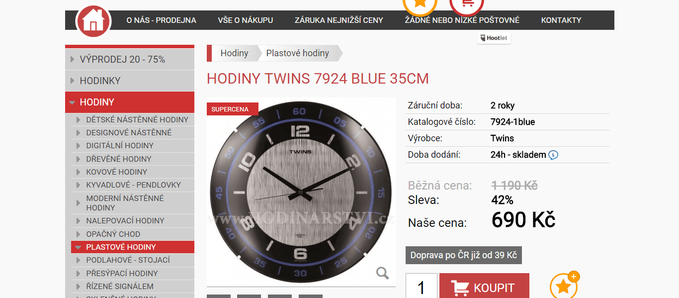 Nástěnné hodiny Twins, 35 cm