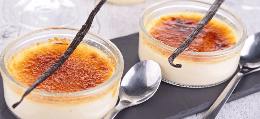 2x crème brûlée a 2x horký nápoj