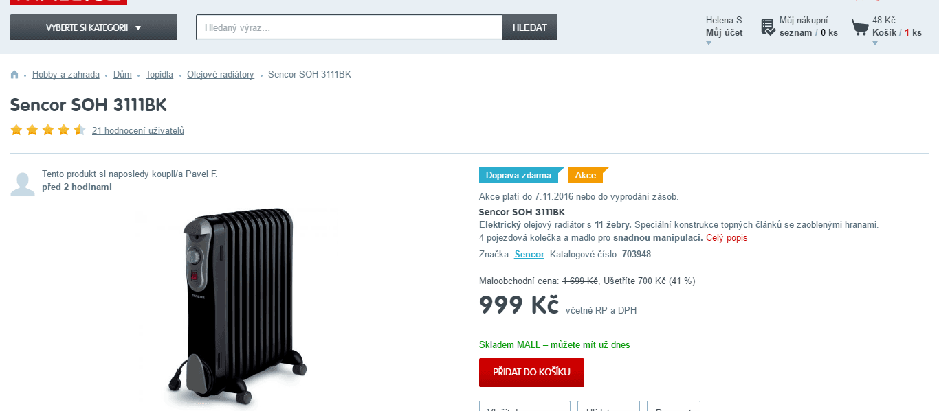 Olejový radiátor SENCOR