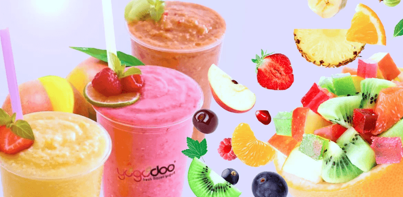 2 ovocné smoothies koktejly Yogodoo