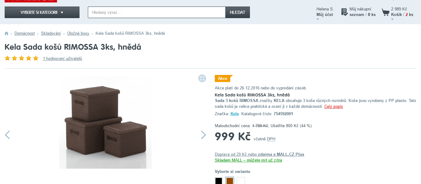 Sada 3 košů Kela Rimossa - různé barvy