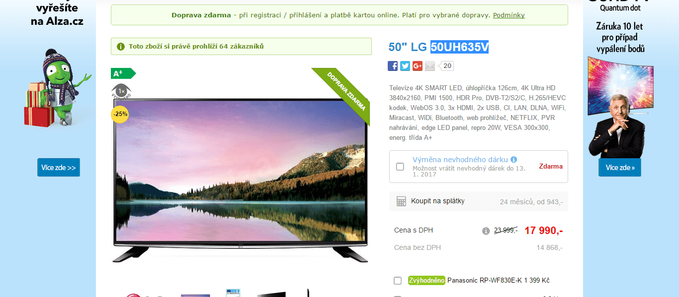 Ultra HD TV, Smart, 126 cm, LG