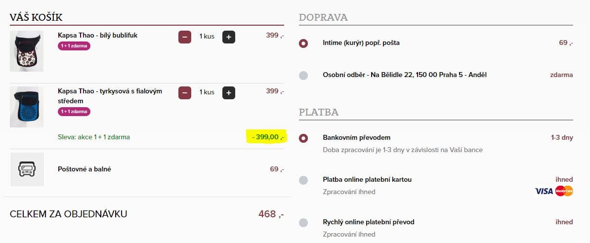 1+1 zdarma na vybrané zboží