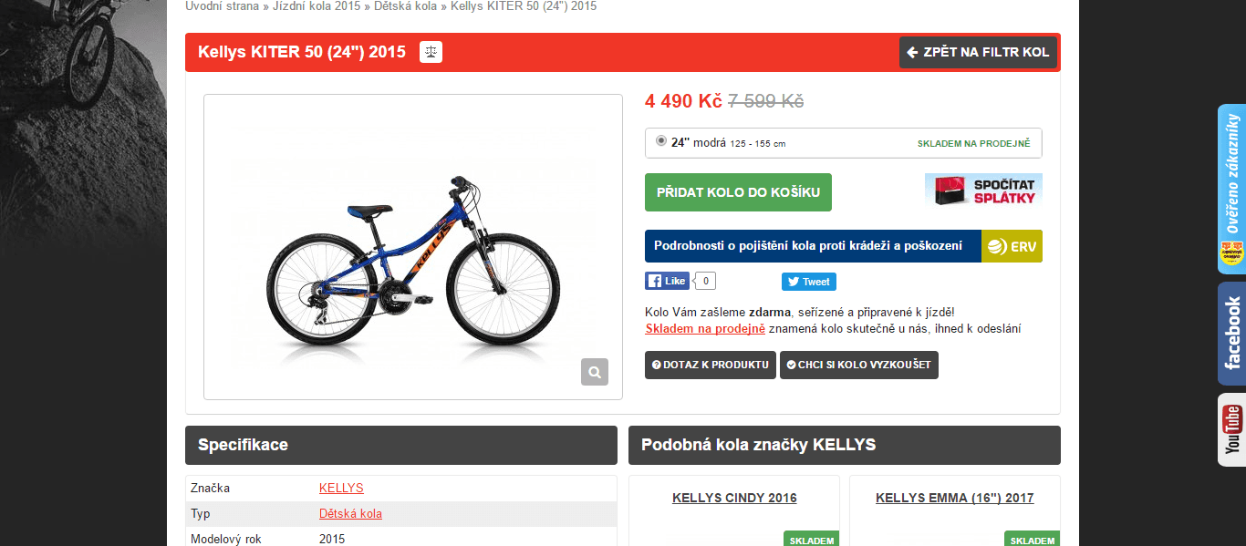 Dětské kolo Kellys KITER 50 2015 24"