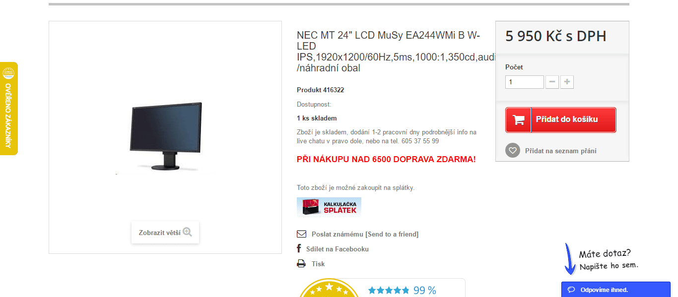 PC monitor NEC, 24"