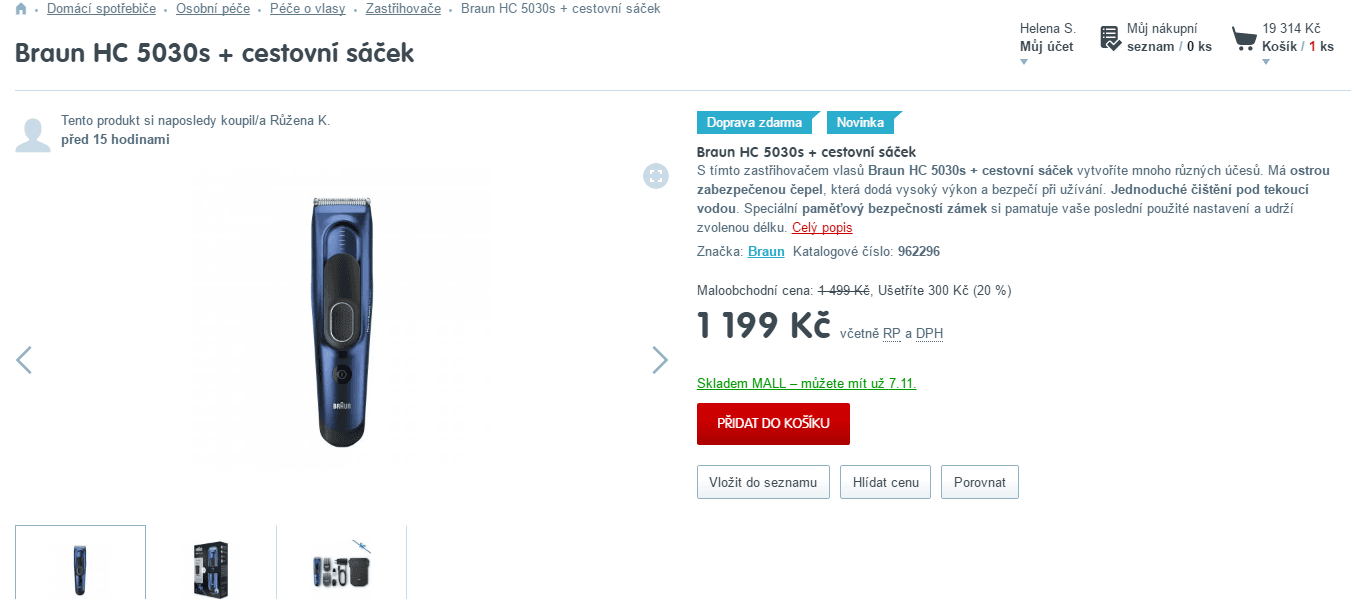 Zastřihovač vlasů Braun Hair + sáček