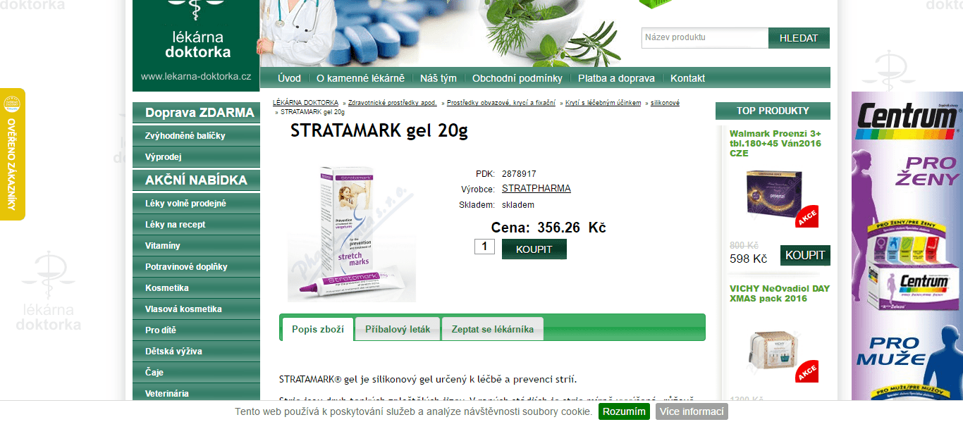 Gel proti striím Stratamark 20 gr