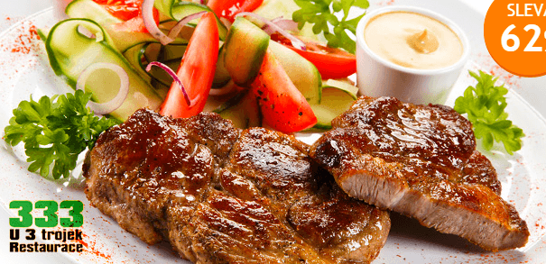 2x 250g steak z krkovičky vč. přílohy
