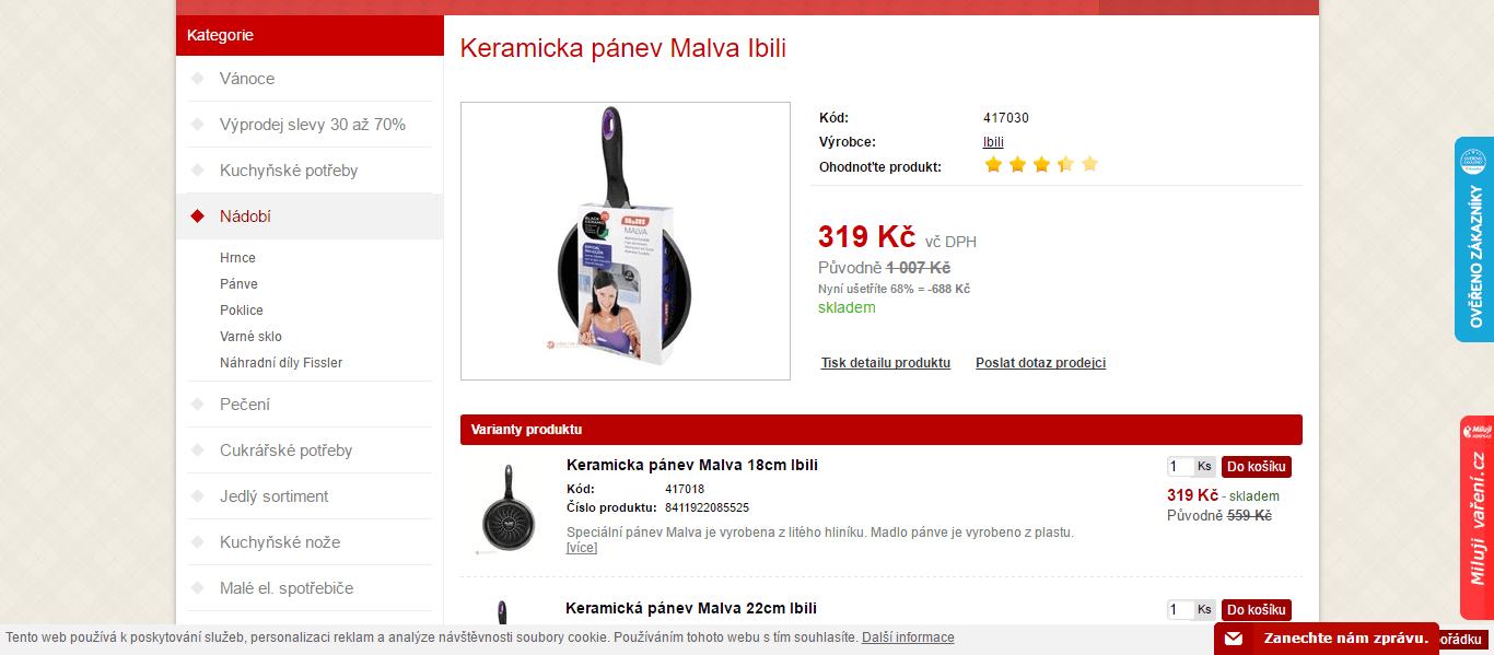 Výprodej keramických pánví Malva
