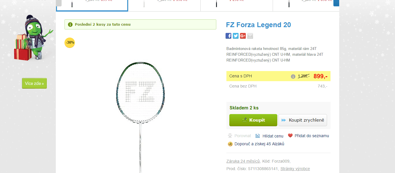 Výprodej badmintonových raket FZ Forza Legend