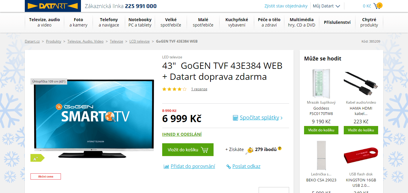 Full HD LED TV, Smart, 109 cm, GoGen