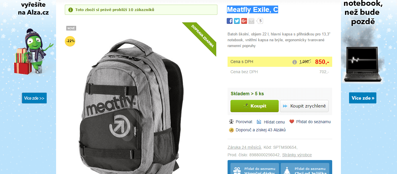 Batoh Meatfly Exile 22 litrů, 47 cm