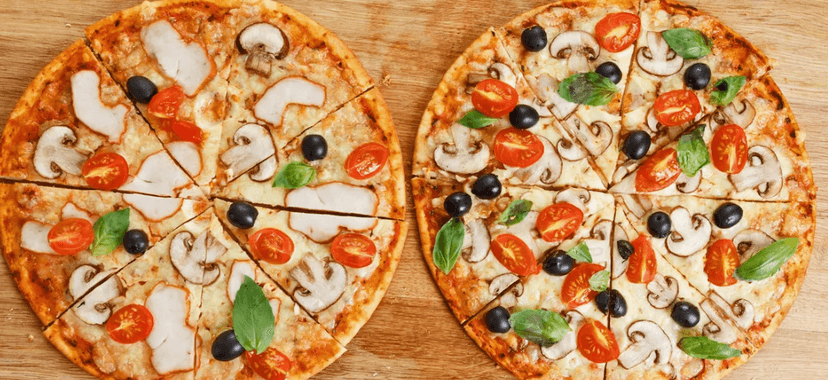 2 libovolné pizzy o průměru 32 cm